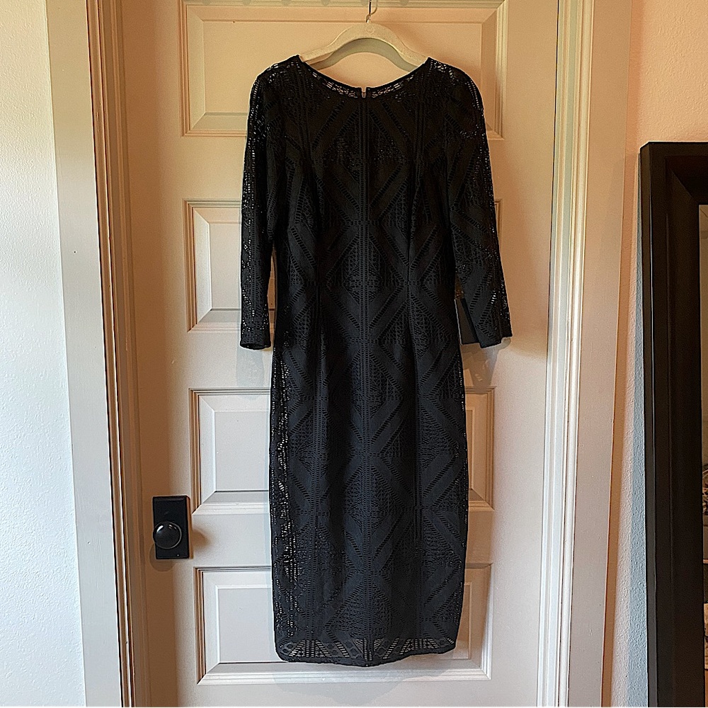 NWT Adrianna Papell black lace midi dress